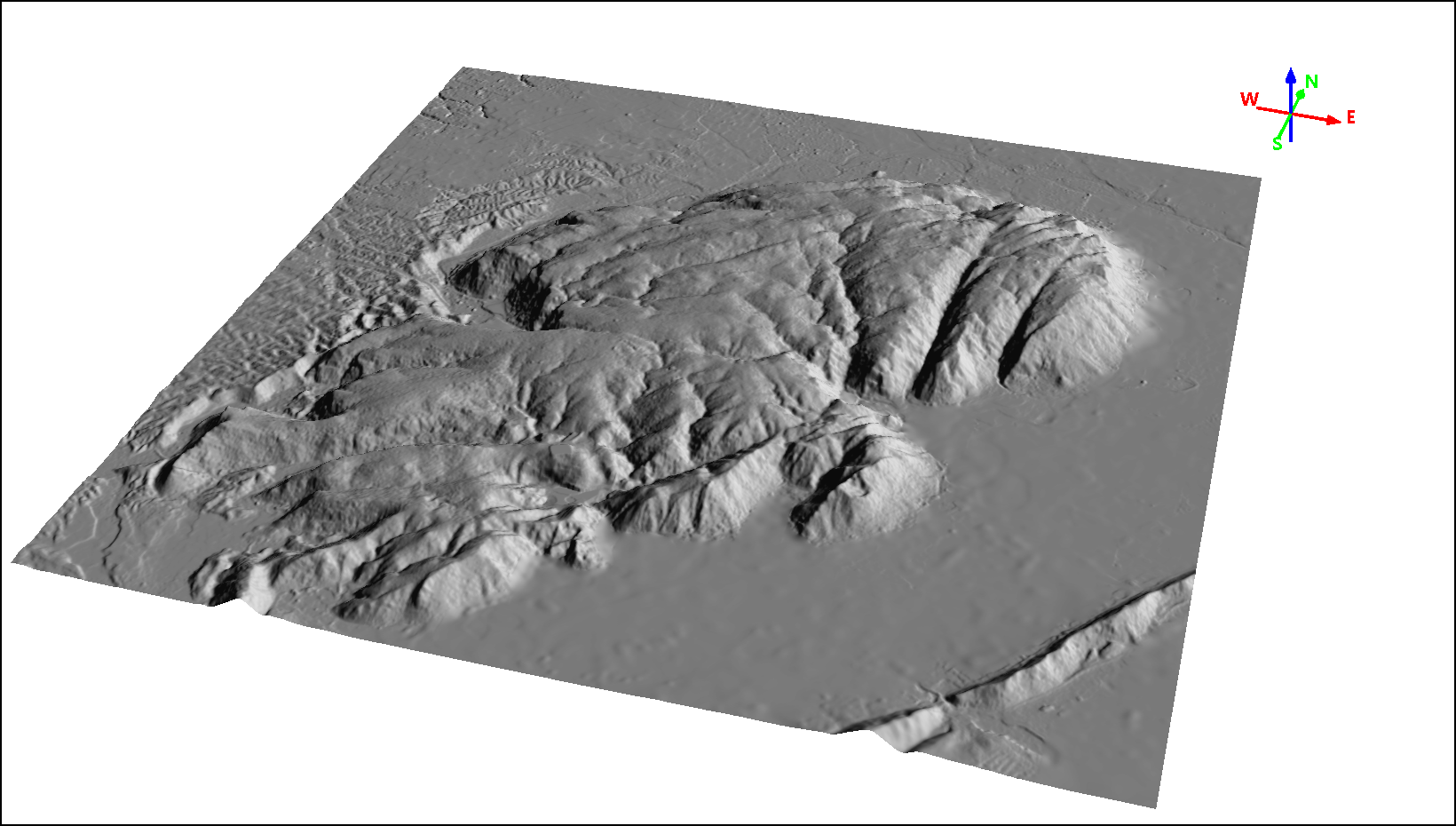 Modelo Digital de Terreno (MDT) Sombreado, junho 21, 07:30