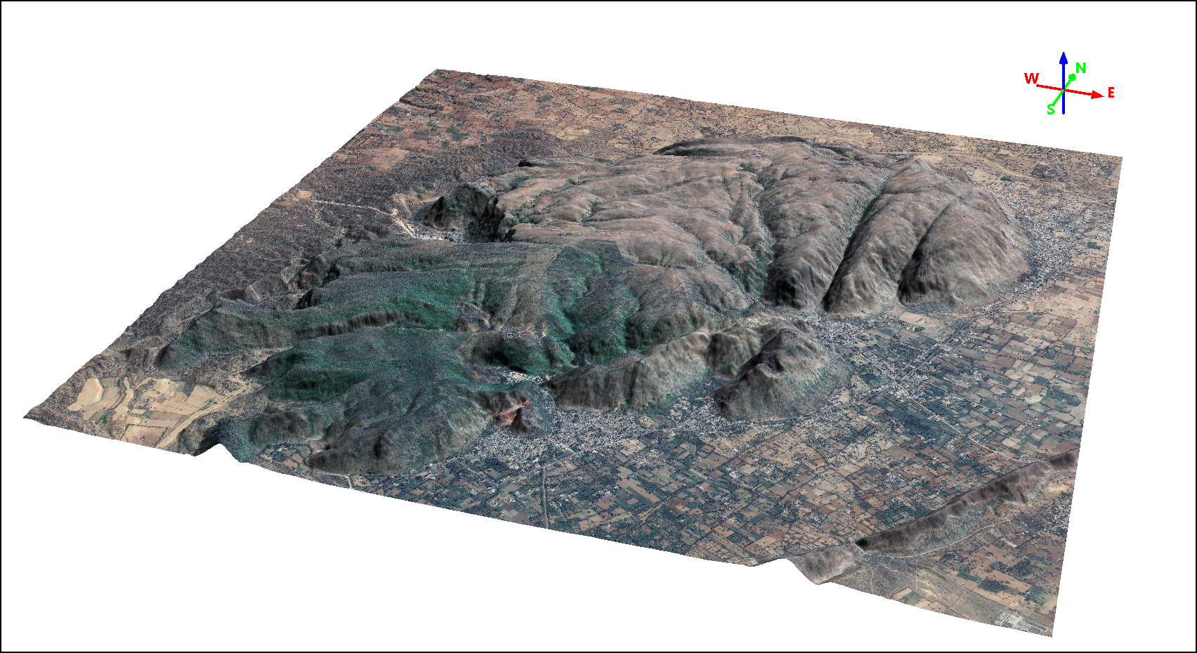 Imagem SuperView-1 Cor Natural Sobreposta em Modelo Digital de Terreno (MDT)